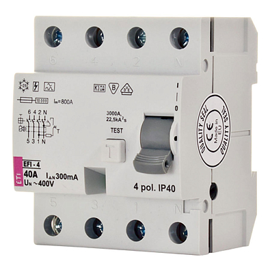 Устройство защитного отключения (УЗО) EFI-4 UT 40/0,03 A (10kA) - фото1