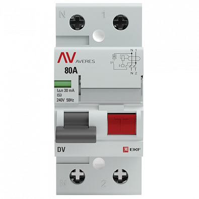 DV 2P 80А/ 30мА (AC) EKF AVERES устройство защитного отключения - фото2
