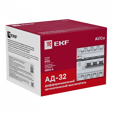 Дифференциальный автомат АД-32 3P+N 40А/100мА (хар. C, AC, электронный, защита 270В) 4,5кА EKF PROxima - фото4