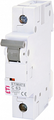 Модульный автоматический выключатель ETIMAT 6 1p С 63А (6 kA) - фото1