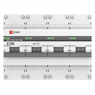 ВА 47-100 4P 125А (C) 10kA EKF PROxima автоматический выключатель, арт. mcb47100-4-125C-pro - фото2