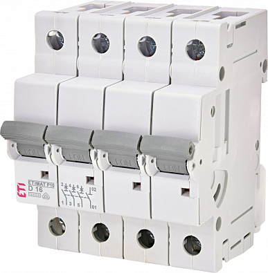 Модульный автоматический выключатель ETIMAT P10 D 16A 3p+N - фото1