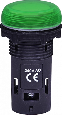 Лампа сигнал. LED матовая ECLI-240A-G 240V AC (зеленая) - фото1