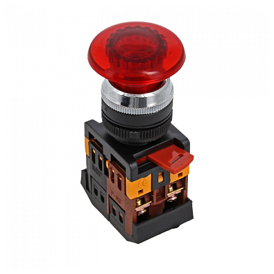 Кнопка AELA-22 красная с подсветкой NO+NC 380В Грибок EKF PROxima - фото1