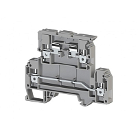 Клеммник 2-х ярусный с держ. предохр. (5х20, 5х25) на DIN-рейку, 4 мм.кв., (серый); AVK 4FS