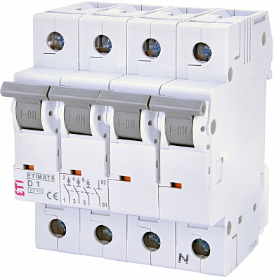 Автоматический выключатель ETIMAT 6 3p+N D 1 А (6 kA) - фото1