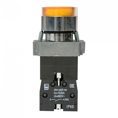 Кнопка BA51 с подстветкой 230В желтая NO IP65 EKF PROxima - фото3