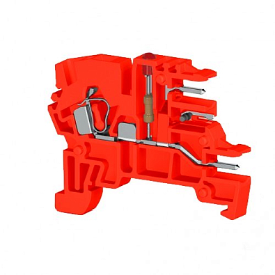 Клеммник пружинный с разъёмом, на DIN-рейку, 2,5 мм.кв., (красный); PCY 2,5 - фото1