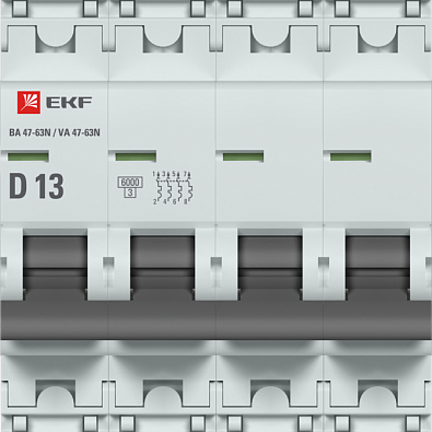 ВА 47-63N 4P 13А (D) 6кА EKF PROxima автоматический выключатель, арт. M636413D - фото2