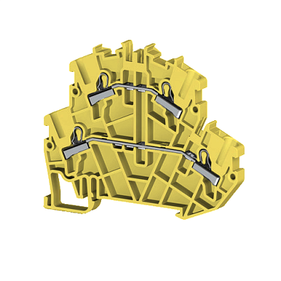 Клеммник 2-х ярусный пружинный быстрозажимной (Push in), 4 мм.кв. (бежевый); PYK4-2F - фото1