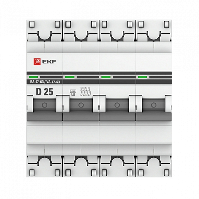 ВА 47-63 4P 25А (D) 4,5kA EKF PROxima автоматический выключатель, арт. mcb4763-4-25D-pro - фото3