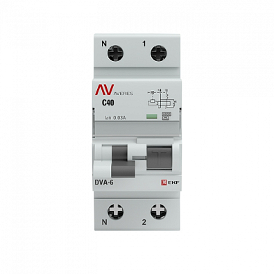 DVA-6 1P+N 40А (C) 30мА (A) 6кА EKF AVERES дифференциальный автомат, арт. rcbo6-1pn-40C-30-a-av - фото3