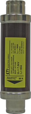 Высоковольтный предохранитель VVC 7,2kV   25A 50kA (e=442мм d=68мм Øконт.=45 50N) - фото1