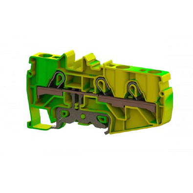 Клеммник пружинный быстрозажимной (Push in), 3-х выводной, 10 мм.кв., (земля); PYK10ET - фото1