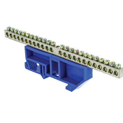 Шина "0" N (6x9мм) 24 отв. цинк синий изолятор на DIN-рейку EKF PROxima - фото2