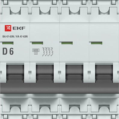 ВА 47-63N 4P 6А (D) 6кА EKF PROxima автоматический выключатель, арт. M636406D - фото2