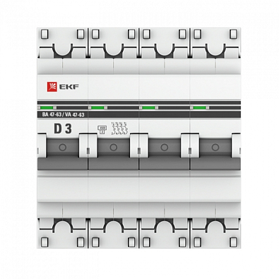 ВА 47-63 4P 3А (D) 4,5kA EKF PROxima автоматический выключатель, арт. mcb4763-4-03D-pro - фото4