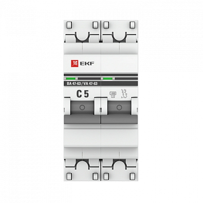 ВА 47-63 2P 5А (C) 4,5kA EKF PROxima автоматический выключатель, арт. mcb4763-2-05C-pro - фото3