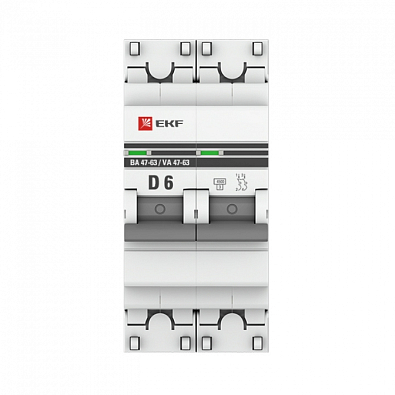 ВА 47-63 2P 6А (D) 4,5kA EKF PROxima автоматический выключатель, арт. mcb4763-2-06D-pro - фото3