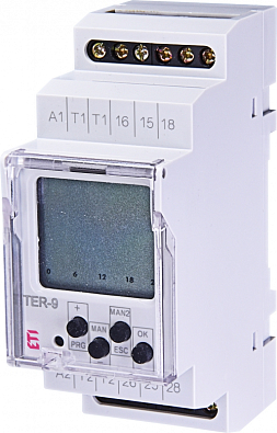 Многофункциональный цифровой термостат+цифровой таймер TER-9 24V AC/DC (2x16A_AC1) - фото1