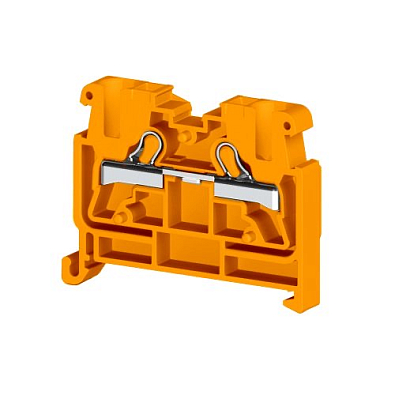 Миниклеммник пруж. быстрозажимной (Push in), 2,5 мм.кв., на din-рейку 35 мм,  (оранжевый); PYKMR 2,5 - фото1