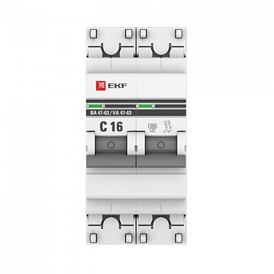 ВА 47-63 2P 16А (C) 4,5kA EKF PROxima автоматический выключатель, арт. mcb4763-2-16C-pro - фото2