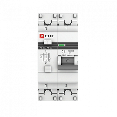 Дифференциальный автомат АД-32 1P+N 6А/30мА (хар. C, AC, электронный, защита 270В) 4,5кА EKF PROxima - фото3
