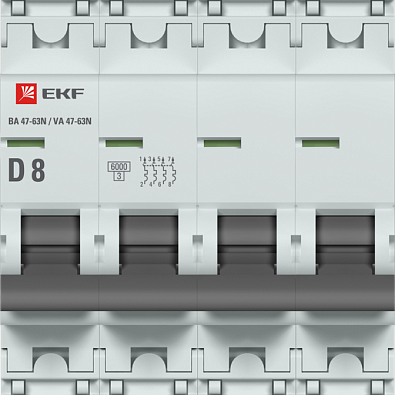ВА 47-63N 4P 8А (D) 6кА EKF PROxima автоматический выключатель, арт. M636408D - фото2