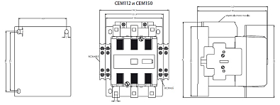 Контактор электромагнитный CEM 150Е.22 24-28V AC/DC - фото2