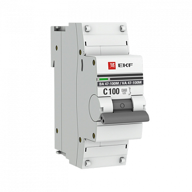 ВА 47-100M 1P 100А (C) 10kA EKF PROxima автоматический выключатель, арт. mcb47100m-1-100C-pro - фото1