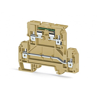 Клеммник 2-х ярусный с держ. предохр. (5х20, 5х25) на DIN-рейку, 4 мм.кв., с индикацией 24VDC (бежевый); AVK 4 FS