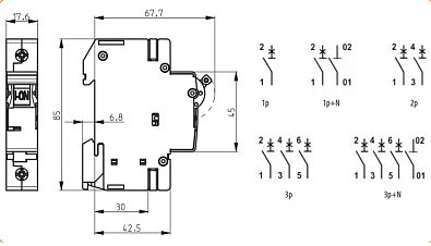 Модульный автоматический выключатель постоянного тока ETIMAT 10 DC 1p C 10A (6 kA) - фото2