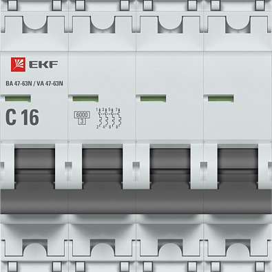 ВА 47-63N 4P 16А (C) 6кА EKF PROxima автоматический выключатель, арт. M636416C - фото2
