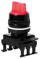 Переключатель поворотн. 2-х поз. HK66C1 с подсв. с фикс 0-1, 30° (красн.)