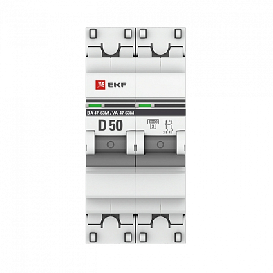 ВА 47-63M 2P 50А (D) 6кА EKF PROxima автоматический выключатель, арт. mcb4763m-6-2-50D-pro - фото4