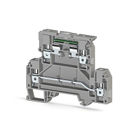 Клеммник 2-х ярусный с держ. предохр. (5х20, 5х25) на DIN-рейку, 4 мм.кв., с индикацией 24V AC/DC (серый); AVK 4 FSLD
