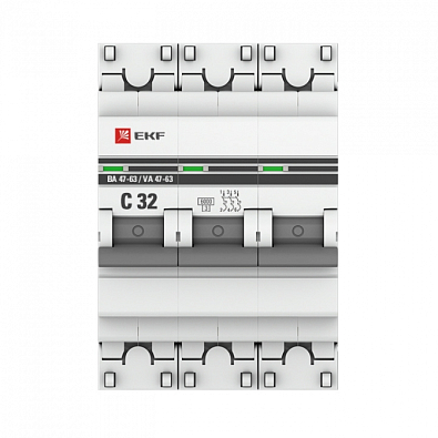 ВА 47-63 3P 32А (C) 6кА EKF PROxima автоматический выключатель, арт. mcb4763-6-3-32C-pro - фото4