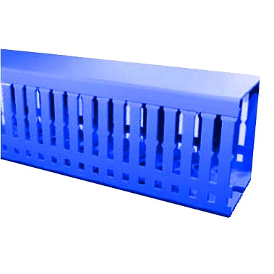 KKD 1001; Перфорированный короб с крышкой, 100x100 (Широкий шаг перфорации) (ШxВ) Синий - фото1