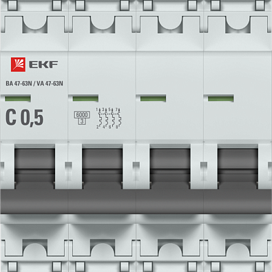 ВА 47-63N 4P 0,5А (C) 6кА EKF PROxima автоматический выключатель, арт. M63640T5C - фото2