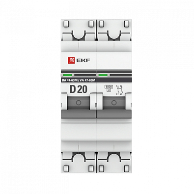 ВА 47-63M 2P 20А (D) 6кА EKF PROxima автоматический выключатель, арт. mcb4763m-6-2-20D-pro - фото4