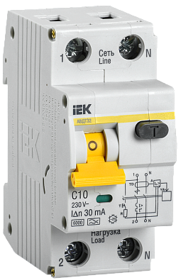 Автоматический выключатель дифференциального тока АВДТ 32 C10 IEK - фото1
