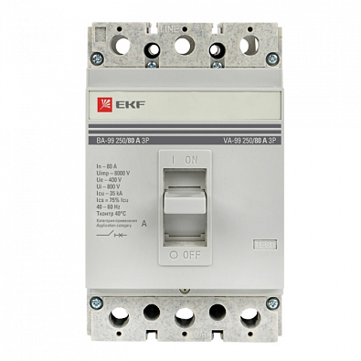Автоматический выключатель ВА-99 250/ 80А 3P 35кА без коннекторов EKF PROxima - фото2