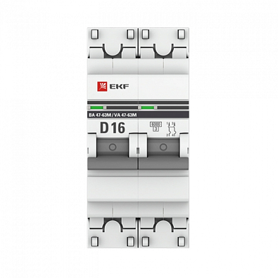 ВА 47-63M 2P 16А (D) 6кА EKF PROxima автоматический выключатель, арт. mcb4763m-6-2-16D-pro - фото4