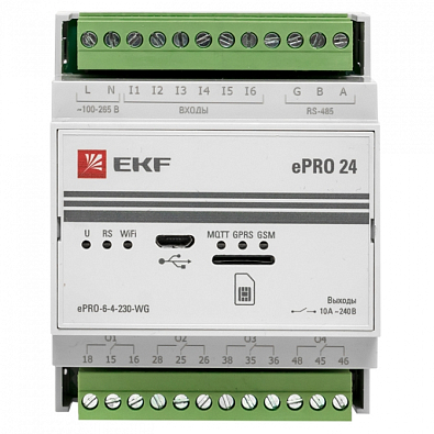 Контроллер базовый ePRO 24 удаленного управления 6вх\4вых 230В WiFi GSM EKF PROxima - фото4