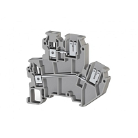 Клеммник 2-х ярусный, 4 мм.кв., винт.зажим/разъём, (серый); PIK 4FS