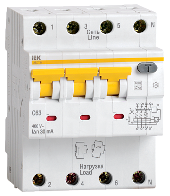 Автоматический выключатель дифференциального тока АВДТ 34 C10 10мА IEK - фото1