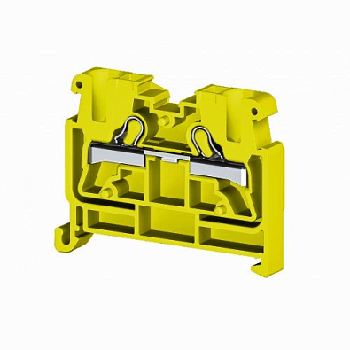 Миниклеммник пруж. быстрозажимной (Push in), 2,5 мм.кв., на din-рейку 35 мм,  (желтый); PYKMR 2,5 - фото1