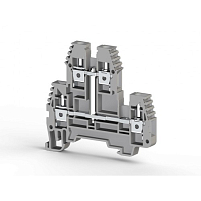 Клеммник 2-х ярусный  4мм.кв., с внутр.перемычкой, (серый); PIK4NK
