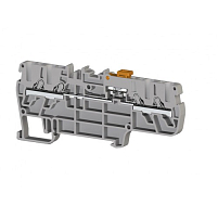 Клеммник пруж.быстрозажимной (Push in) 4-х выводной, с размыкателем, 2,5 мм.кв., (серый); PYK 2,5CCA 