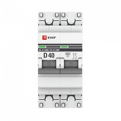 ВА 47-63M 2P 40А (D) 6кА EKF PROxima автоматический выключатель, арт. mcb4763m-6-2-40D-pro - фото5